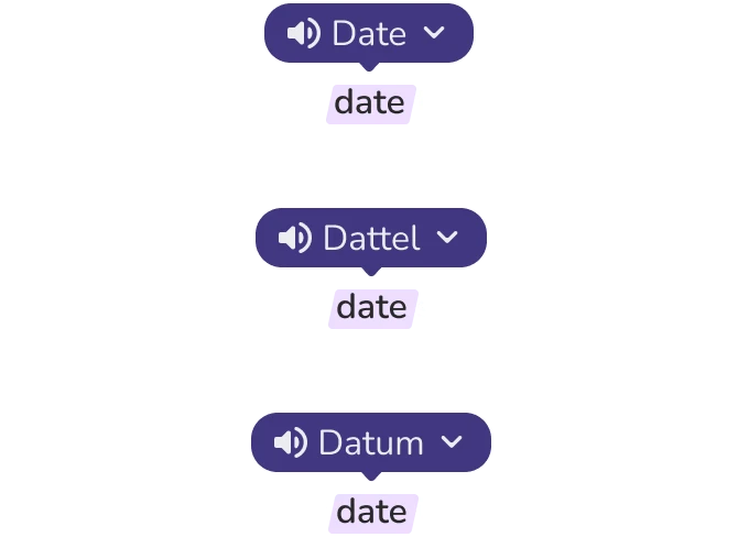 A contextual translation interface showing a word meaning in surrounding text.